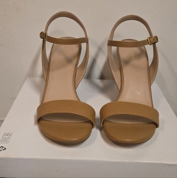 Cole Haan Pecan JOSIE Leather Wedge Sandals with Ankle Strap - Picture 4 of 8